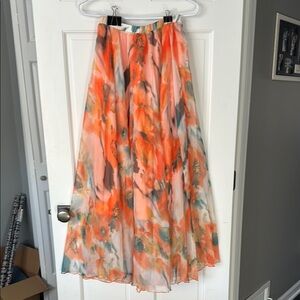 NWT Orange and Green Maxi Skirt